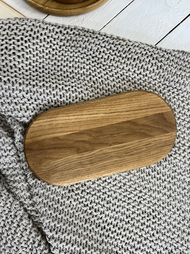 Handcrafted oak wood serving rustic tray