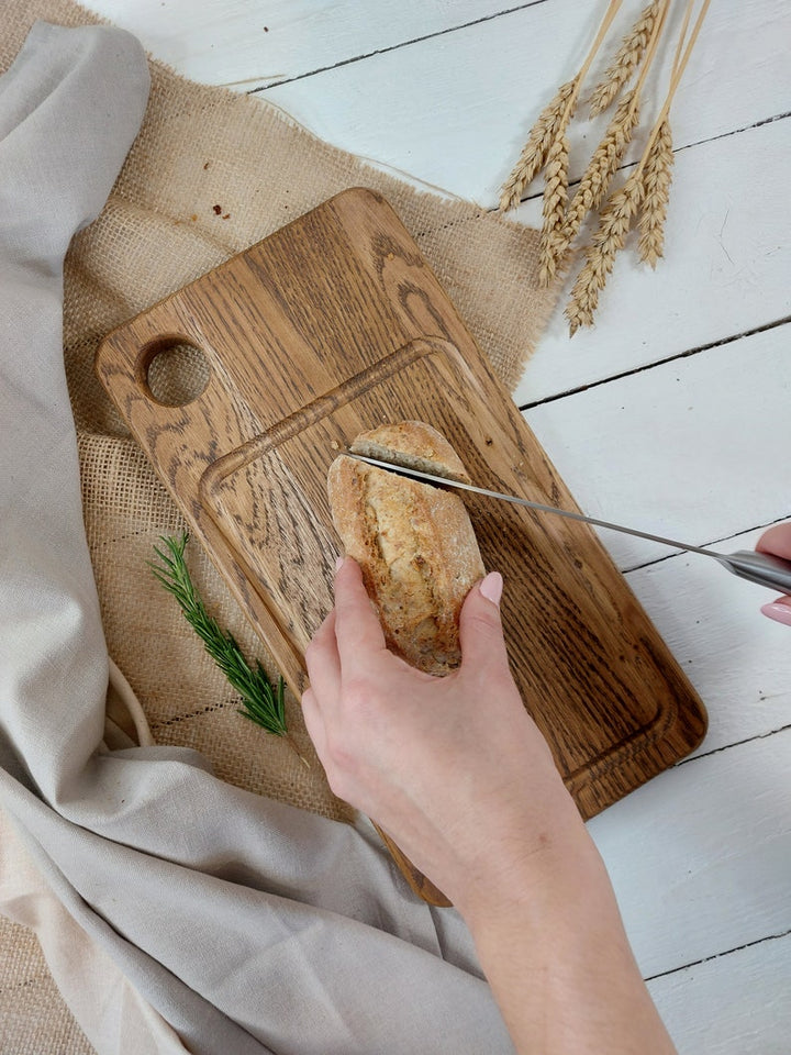 Classic Oak Bread Board, Serving Platter, Elegant Chopping Board, Housewarming Gift For Mom, Handmade Kitchenware, Custom Plate, Cheeseboard